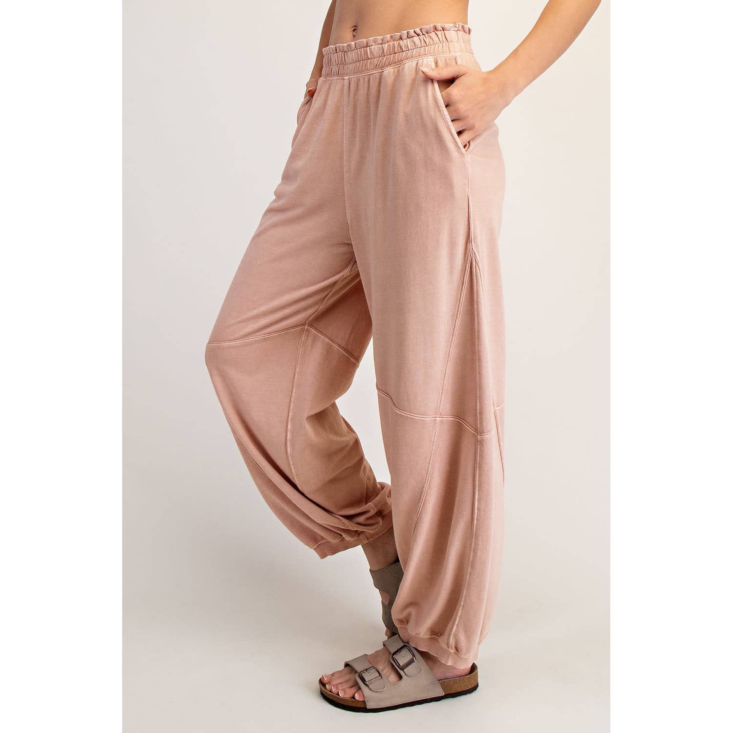 MINERAL WASHED TERRY BUTTER JOGGER PANTS